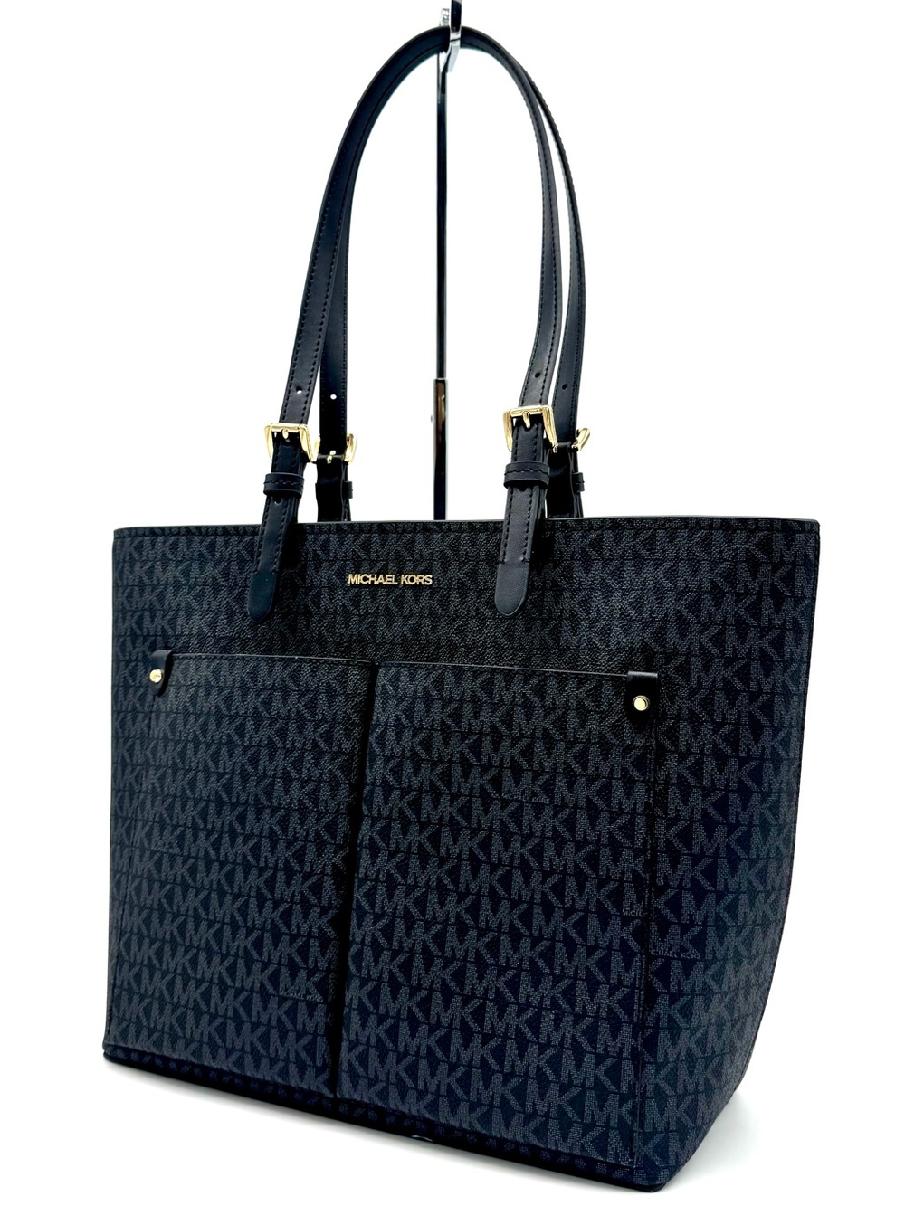 Michael Kors Jet Set Medium Pocket Tote Bag Black Multi - Picture 1 of 10